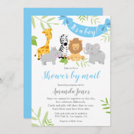 かわいいサファリ動物ベビーシャワーボーイ招待状 招待状