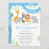 かわいいサファリ動物ベビーシャワーボーイ招待状 招待状 (正面/裏面)