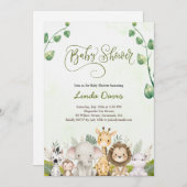 かわいいサファリ動物ベビーシャワー招待状 招待状 (正面/裏面)