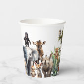 かわいいサファリ動物ベビーシャワー紙カップ 紙コップ (裏面)