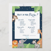 かわいいサファリ動物ベビーシャワー財布ゲームカード 招待状 (正面)