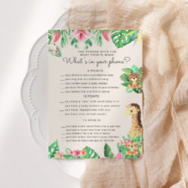 かわいいサファリ動物ベビーシャワー電話ゲームカード 招待状