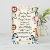 かわいいサファリ動物ベビーシャワー 招待状 (スタンド正面)