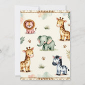 かわいいサファリ動物ベビーシャワー 招待状 (裏面)