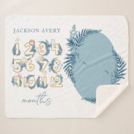 かわいいサファリ動物ベビーマイルストーン シェルパブランケット