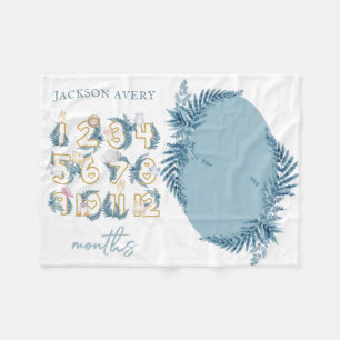 かわいいサファリ動物ベビーマイルストーン フリースブランケット