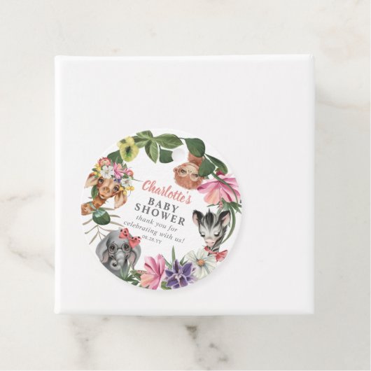 かわいいサファリ動物ワイルドワンガール赤ちゃんシャワー フェイバータグ (インサイチュ)