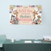 かわいいサファリ動物ワイルドワンガール赤ちゃんシャワー 横断幕 (トレードショー)