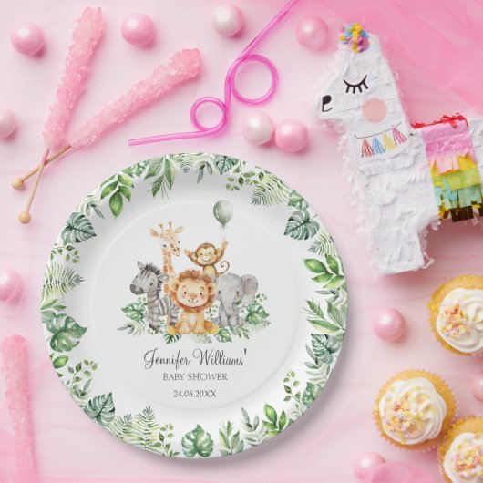 かわいいサファリ動物ワイルドワンベビーシャワー ペーパープレート (パーティー)