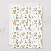 かわいいサファリ動物ワイルドワンベビーシャワー 招待状 (裏面)