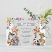 かわいいサファリ動物ワイルドワンボーイベビシャワー感謝してい サンキューカード (スタンド正面)