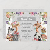 かわいいサファリ動物ワイルドワンボーイベビシャワー感謝してい サンキューカード (正面/裏面)