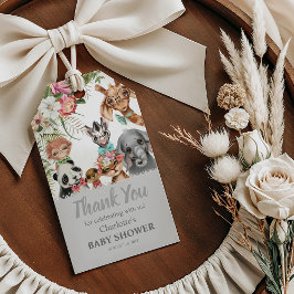 かわいいサファリ動物ワイルドワンボーイベビーシャワー ギフトタグ