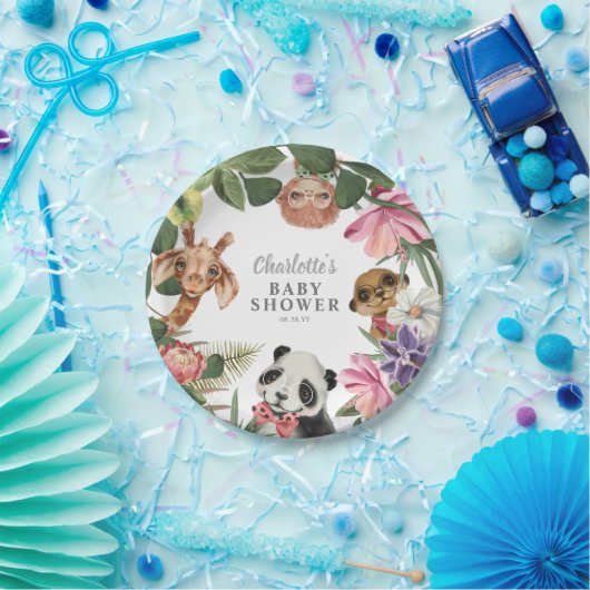 かわいいサファリ動物ワイルドワンボーイベビーシャワー ペーパープレート (パーティー)