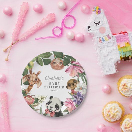 かわいいサファリ動物ワイルドワンボーイベビーシャワー ペーパープレート (パーティー)