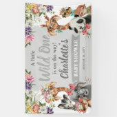 かわいいサファリ動物ワイルドワンボーイベビーシャワー 横断幕 (縦)