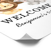 かわいいサファリ動物ワイルドワン誕生日へようこそ ポスター (角)