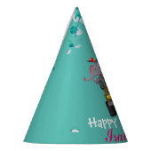 かわいいサファリ動物園の動物のジャングルフローラ誕生日 パーティーハット (左)