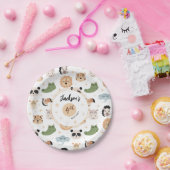 かわいいサファリ動物園の動物の誕生日ボーイ紙プレート ペーパープレート (パーティー)