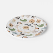 かわいいサファリ動物園の動物の誕生日ボーイ紙プレート ペーパープレート (アングル)