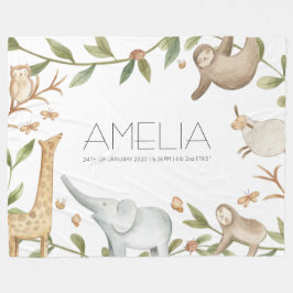 かわいいサファリ動物大フリースブランケット フリースブランケット