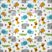 かわいいサファリ動物子供部屋布 ファブリック (タイル)