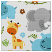 かわいいサファリ動物子供部屋布 ファブリック (クローズアップ)