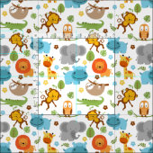 かわいいサファリ動物子供部屋布 ファブリック (タイル)