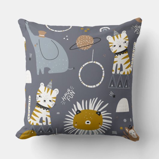 かわいいサファリ動物装飾枕、おもしろい動物 クッション (正面)