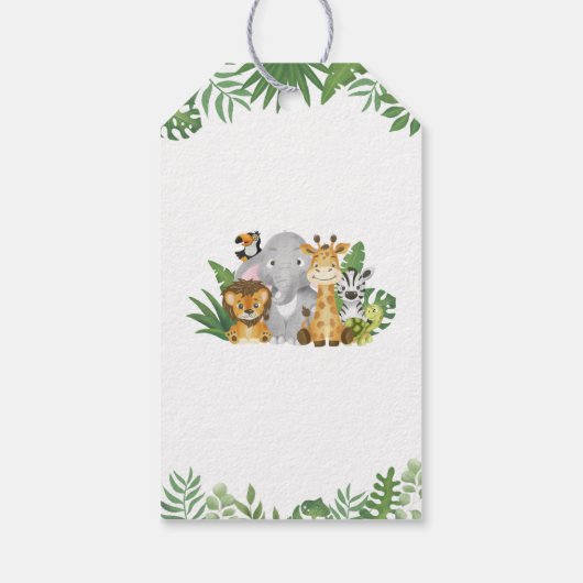 かわいいサファリ動物誕生日ベビーシャワーありがとう ギフトタグ (裏面)