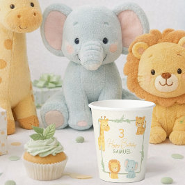 かわいいサファリ動物 ジャングル キッズ バースデーパーティー 紙コップ