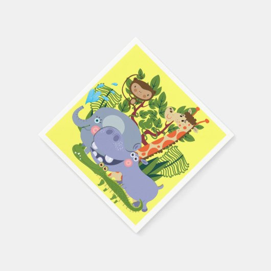 かわいいサファリ動物 スタンダードカクテルナプキン (角)