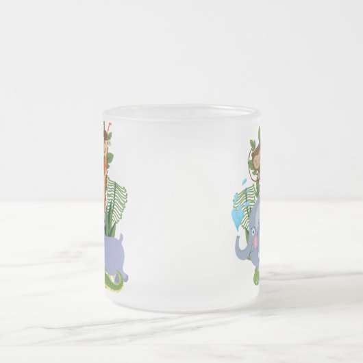 かわいいサファリ動物 フロストグラスマグカップ (中央)