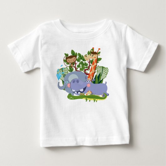 かわいいサファリ動物 ベビーTシャツ (正面)