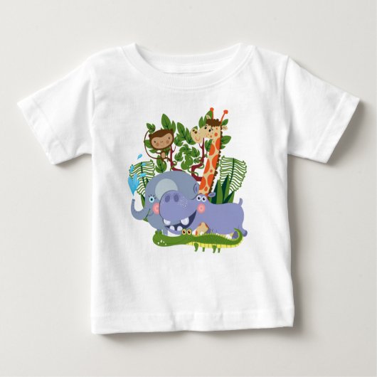 かわいいサファリ動物 ベビーTシャツ (正面)
