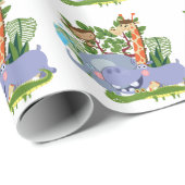 かわいいサファリ動物 ラッピングペーパー (ロールコーナー)