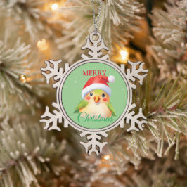 かわいいサファリ動物 鳥 サンタ クリスマスコスチューム スノーフレークピューターオーナメント