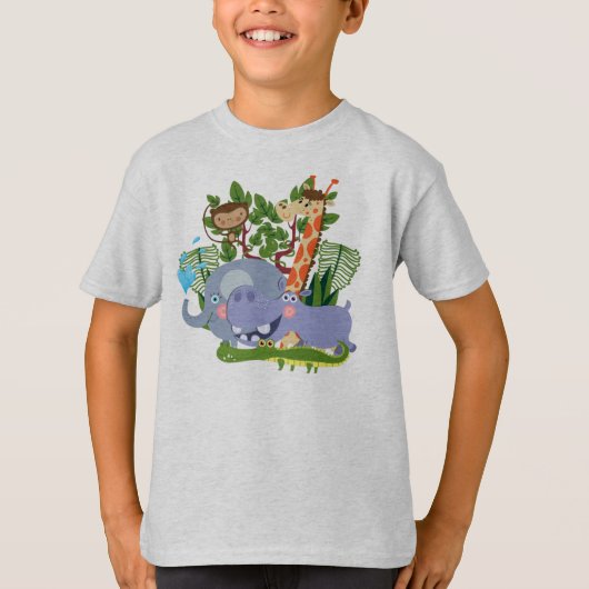 かわいいサファリ動物 Tシャツ (正面)