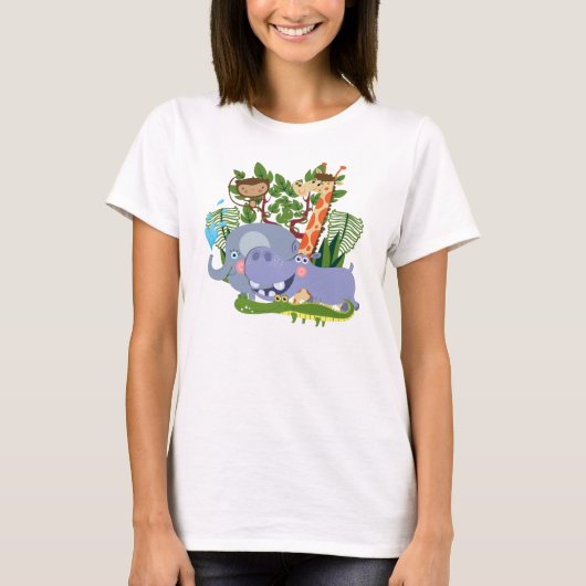 かわいいサファリ動物 Tシャツ (正面)
