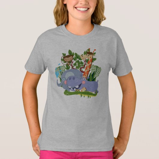 かわいいサファリ動物 Tシャツ (正面)