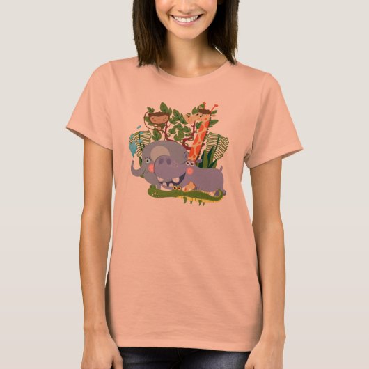 かわいいサファリ動物 Tシャツ (正面)