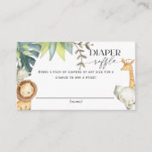 かわいいサファリ男女兼用のおむつラッフルチケット エンクロージャーカード (正面)