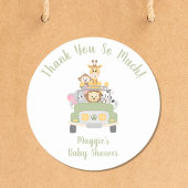 かわいいサファリ赤ちゃんシャワーありがとう ラウンドシール