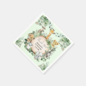 かわいいサファリ野生動物の緑の誕生日の好意 スタンダードカクテルナプキン (角)