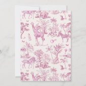 かわいいサファリ トワル・ド・ジュイ | ピンクのベビーシャワー 招待状 (裏面)