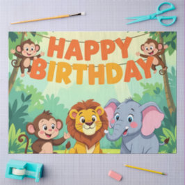 かわいいサファリ 誕生日おめでとう 薄葉紙