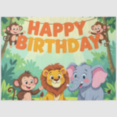 かわいいサファリ 誕生日おめでとう 薄葉紙 (正面)