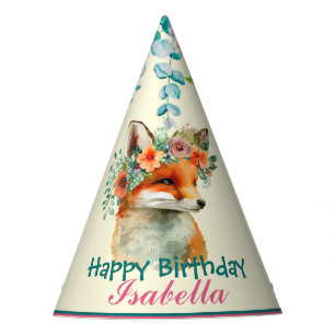 かわいいサファリREdキツネ動物ジャングルフラワー誕生日 パーティーハット