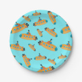 かわいいサブマリン模様キッズパーティー ペーパープレート (正面)