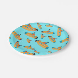 かわいいサブマリン模様キッズパーティー ペーパープレート